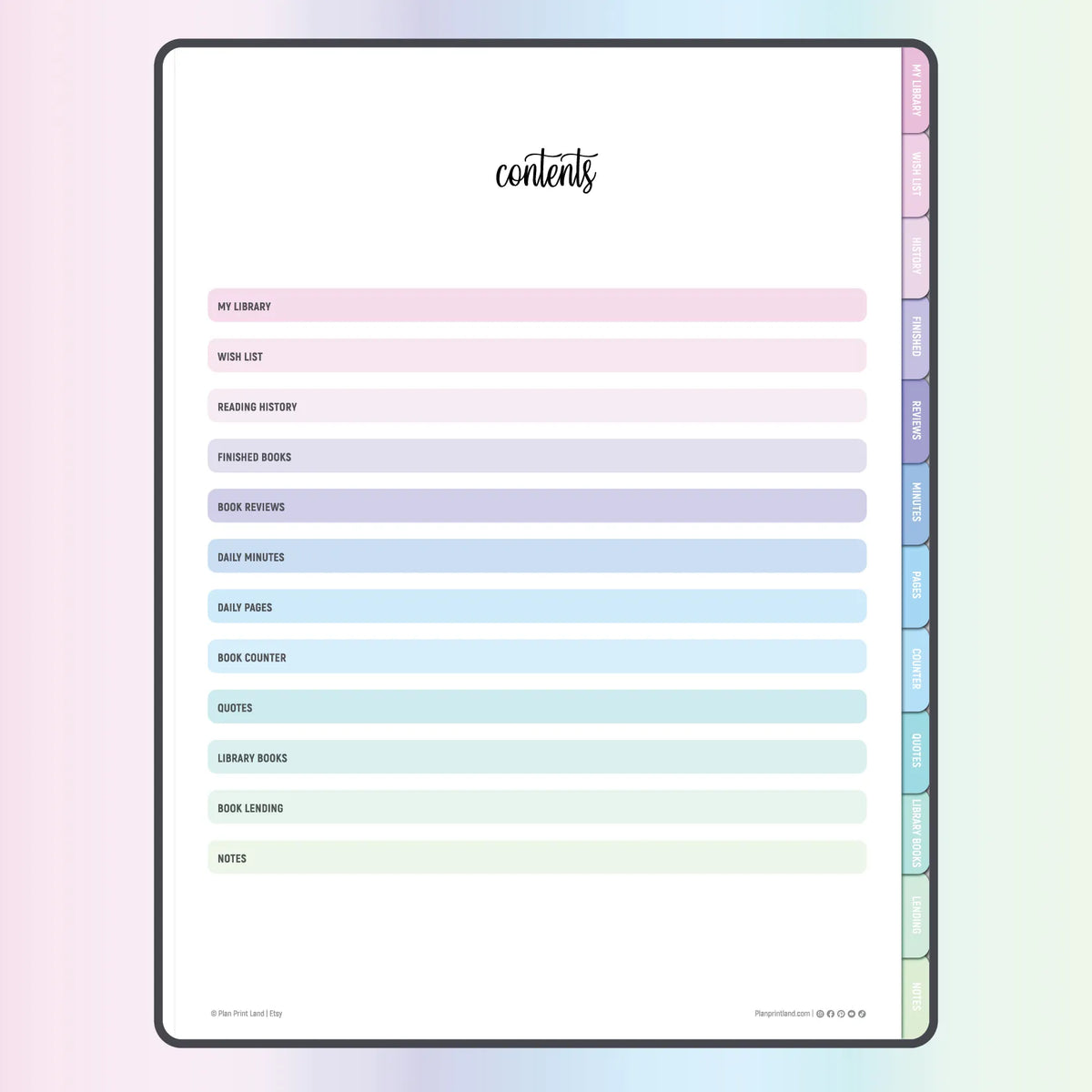 Digital Reading Journal | Hyperlinked PDF File For Goodnotes, Notability |  iPad PDF Annotation Planner